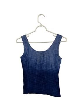 The Wonder Tee Crinkled Tank Top Womens Size S Blue Ombre Scoop Neck Sleeveless